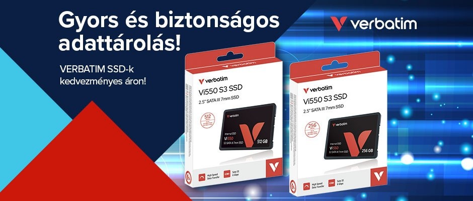 Vásároljon VERBATIM SSD-ket kedvezménnyel!