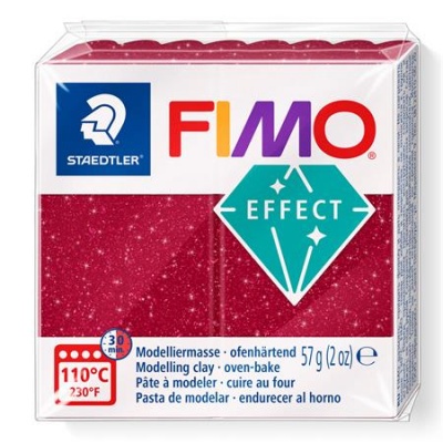 Gyurma, 57 g, égethető, FIMO "Effect", csillámos piros