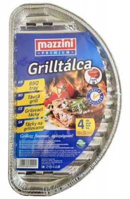 Grilltálca, 19x32 cm, félkör alakú, 4 db, MAZZINI "Premium"
