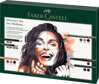 Ceruza készlet, száraz technikákhoz, FABER-CASTELL "Discovery set", 17 db-os szett