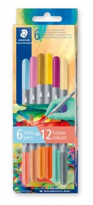 Filctoll készlet, 1/3 mm, kétvégű, kimosható, STAEDTLER® "3280", Multiverzum 2, 6 különböző szín