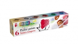 Tempera készlet, tégelyes, ICO "Süni", 6 különböző metal szín